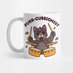 Purr-cussionist Funny Drummer Cat Puns Mug